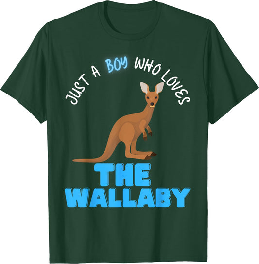 Just A Boy Who Loves Wallabys Cute Boys Fun Love Wallaby T-Shirt - T-Shirt | Forest