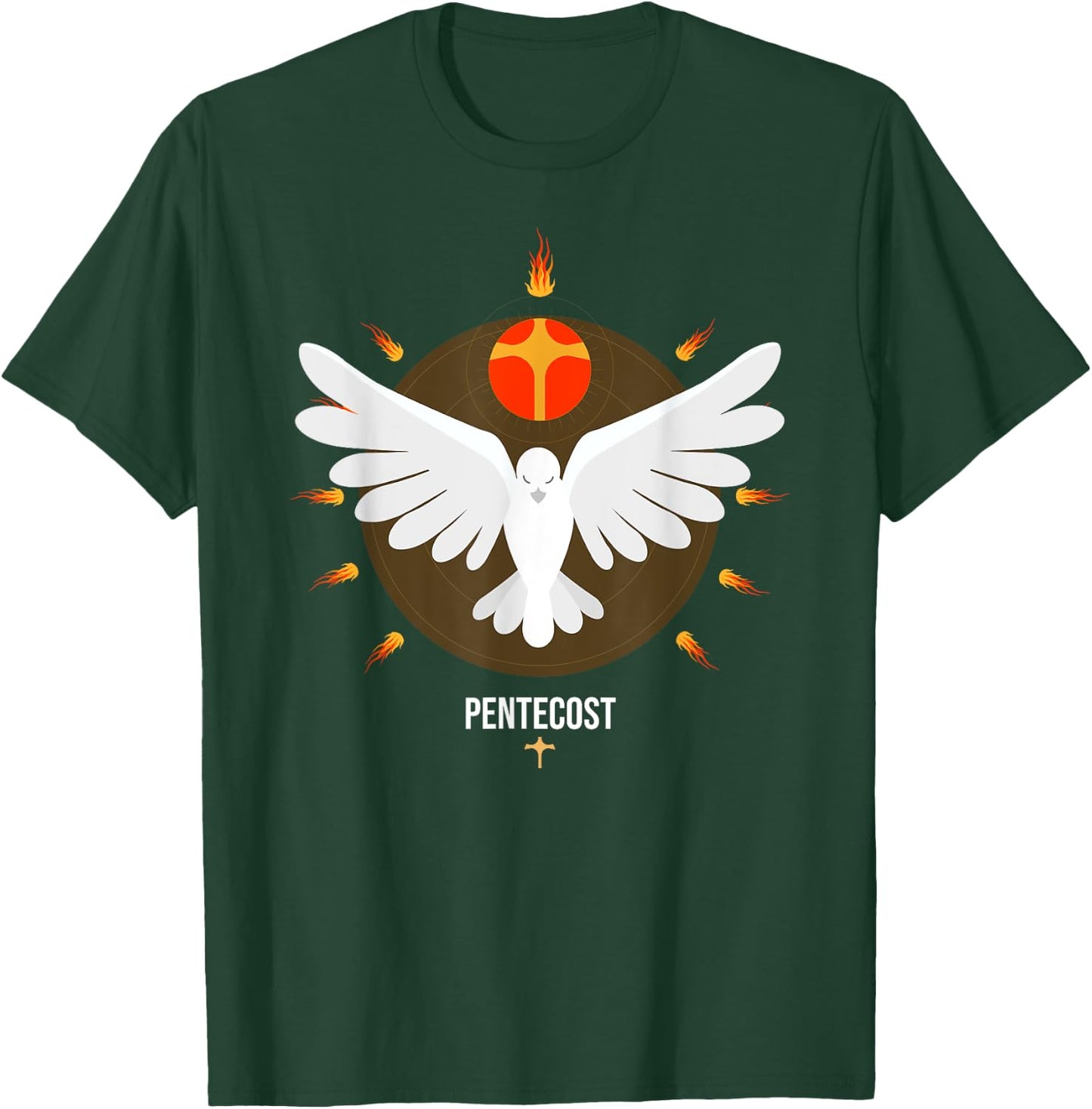 Pentecost Doves Tongues of Fire Flame Acts Whitsun Christian T-Shirt - T-Shirt | Forest