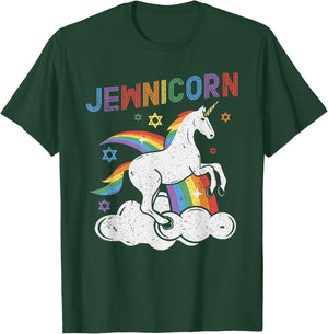 Jewnicorn Funny Jewish Unicorn Chanukah Girls Hanukkah Women T-Shirt - T-Shirt | Forest