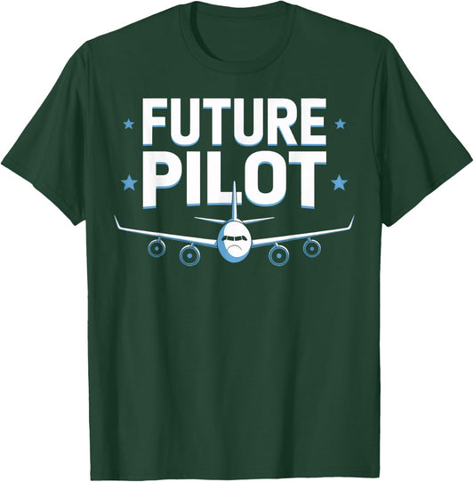 Future Pilot Aviation Lover Youth Boys T-Shirt - T-Shirt | Forest
