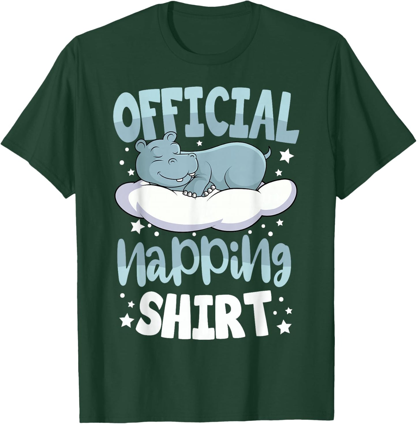 Sleeping Hippo Pyjamas Hippopotamus Lover Official Napping T-Shirt - T-Shirt | Forest