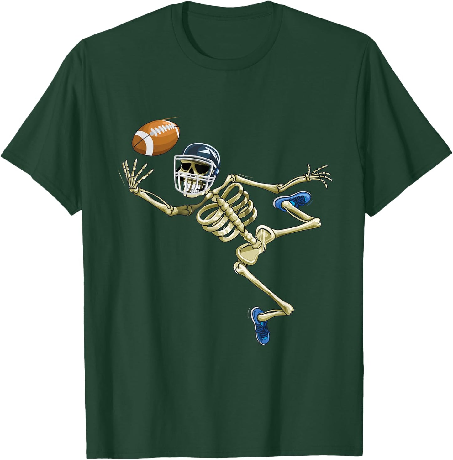 American Football Skeleton Halloween Men Boys Football Fan T-Shirt - T-Shirt | Forest