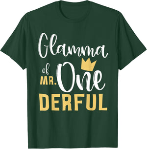 Glamma of Mr Onederful 1st Birthday First One-Derful Grandma T-Shirt - T-Shirt | Forest