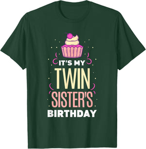 Der Geburtstag Meiner Zwillingsschwester Zwilling Gemini [German Language] T-Shirt - T-Shirt | Forest
