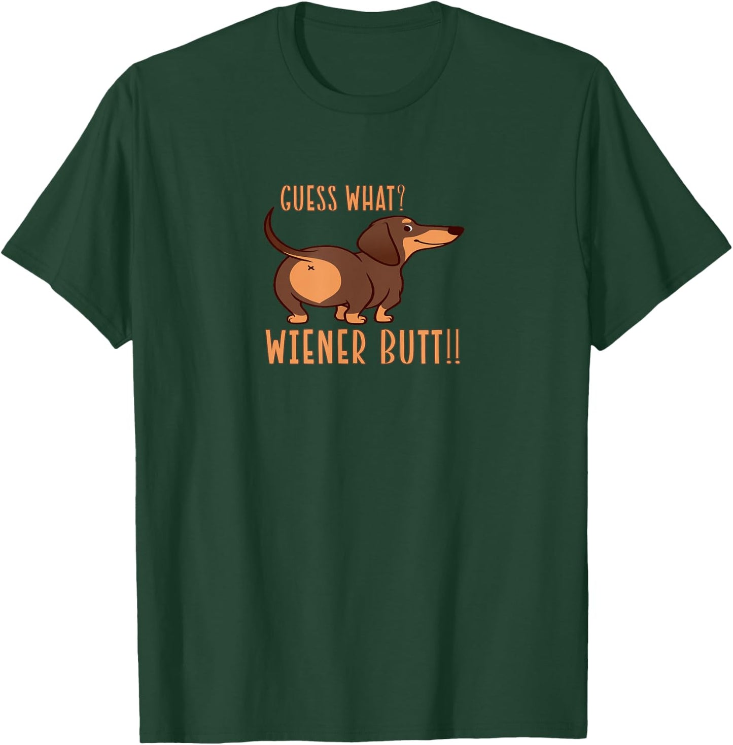 Guess What Wiener Butt Doxie Dachshund Dog Lover - Black, -Adults, Small, Short Sleeve, , Classic Fit, Cotton 60% Polyester 40% T-Shirt - T-Shirt | Forest