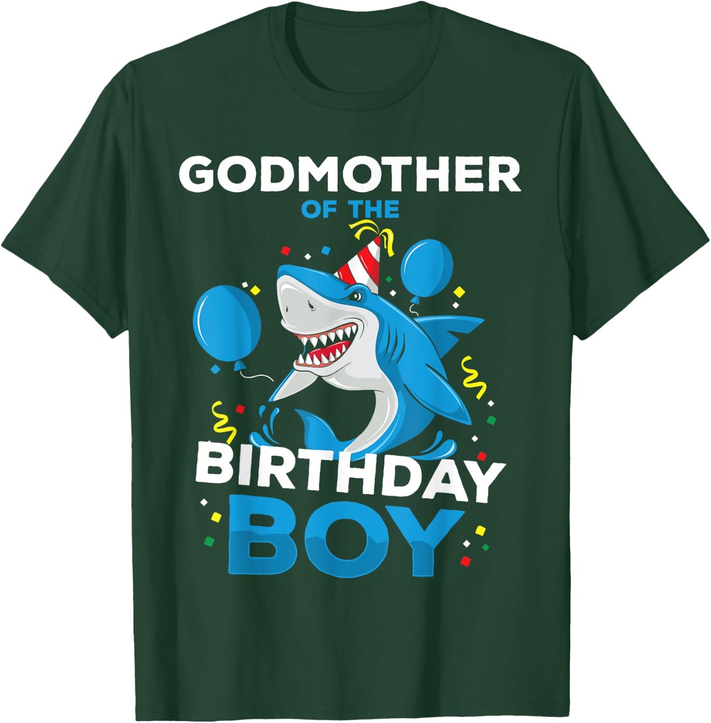 Godmother of The Birthday Boy Shark Ocean Matching Family T-Shirt - T-Shirt | Forest