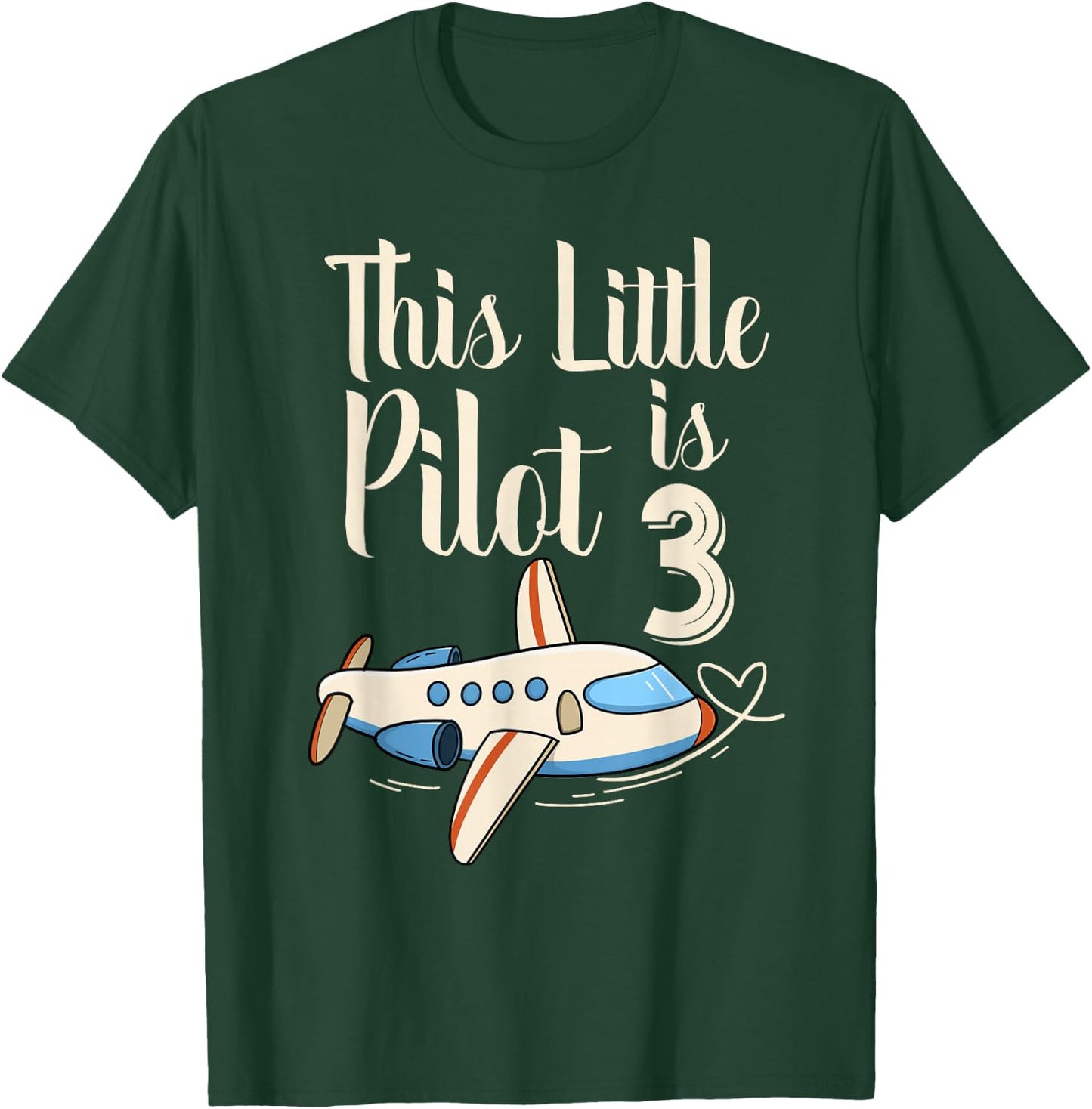 Kids 3 Year Old Boy Girl Airplane Pilot 3rd Birthday Party T-Shirt - T-Shirt | Forest
