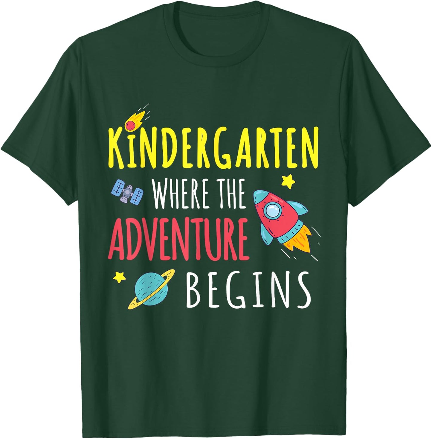 Kindergarten Where The Adventure Begins Space Rocket T-Shirt - T-Shirt | Forest