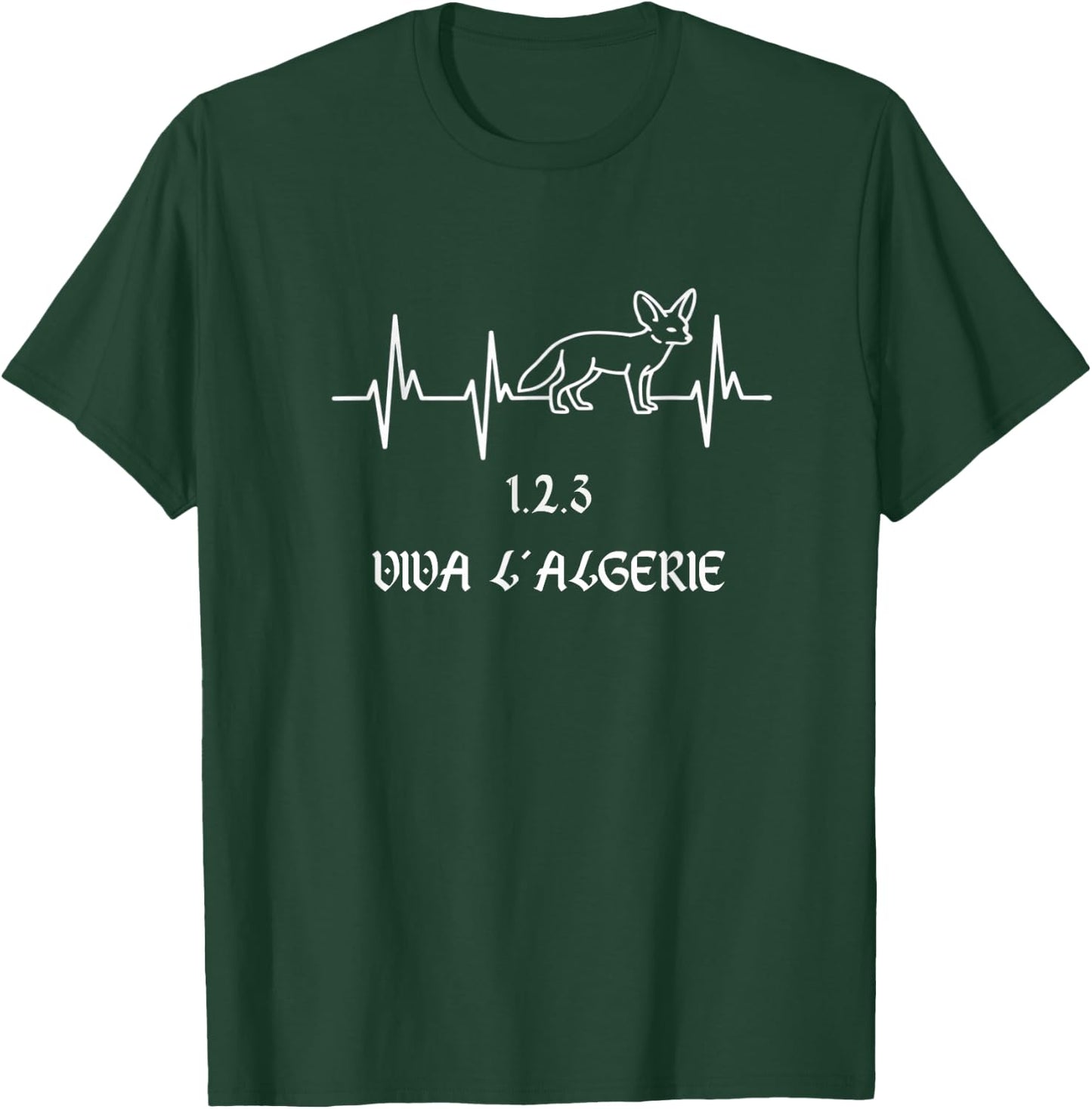 Algeria Soccer Heartbeat Football Pulse Graphic Fennec Pride T-Shirt - T-Shirt | Forest