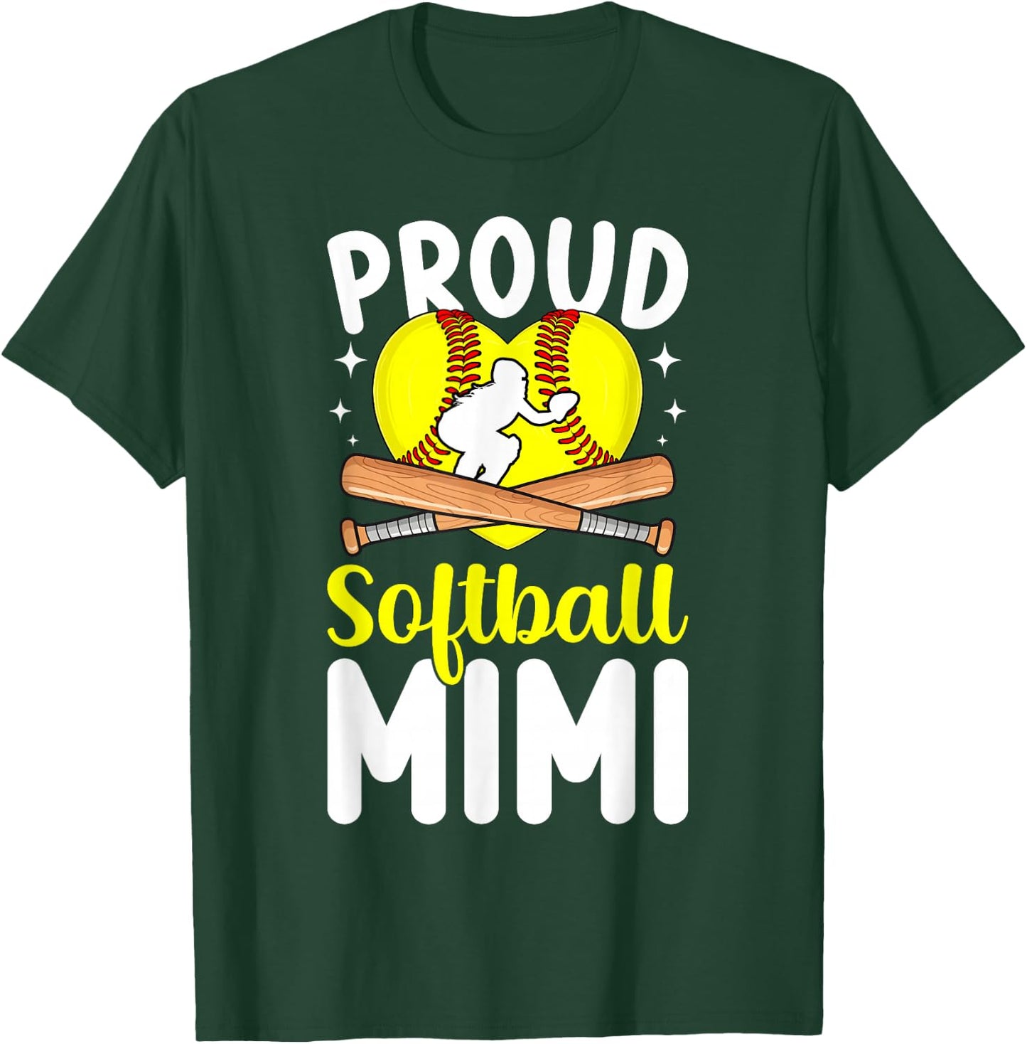 Proud Softball Mimi of A Softball Player Mimi T-Shirt - T-Shirt | Forest