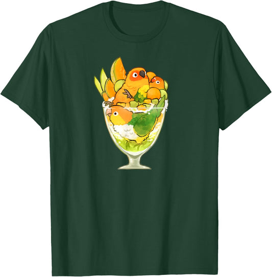 Bird Parfait (Orange) Sun Conure Caique Lovebird T-Shirt - T-Shirt | Forest