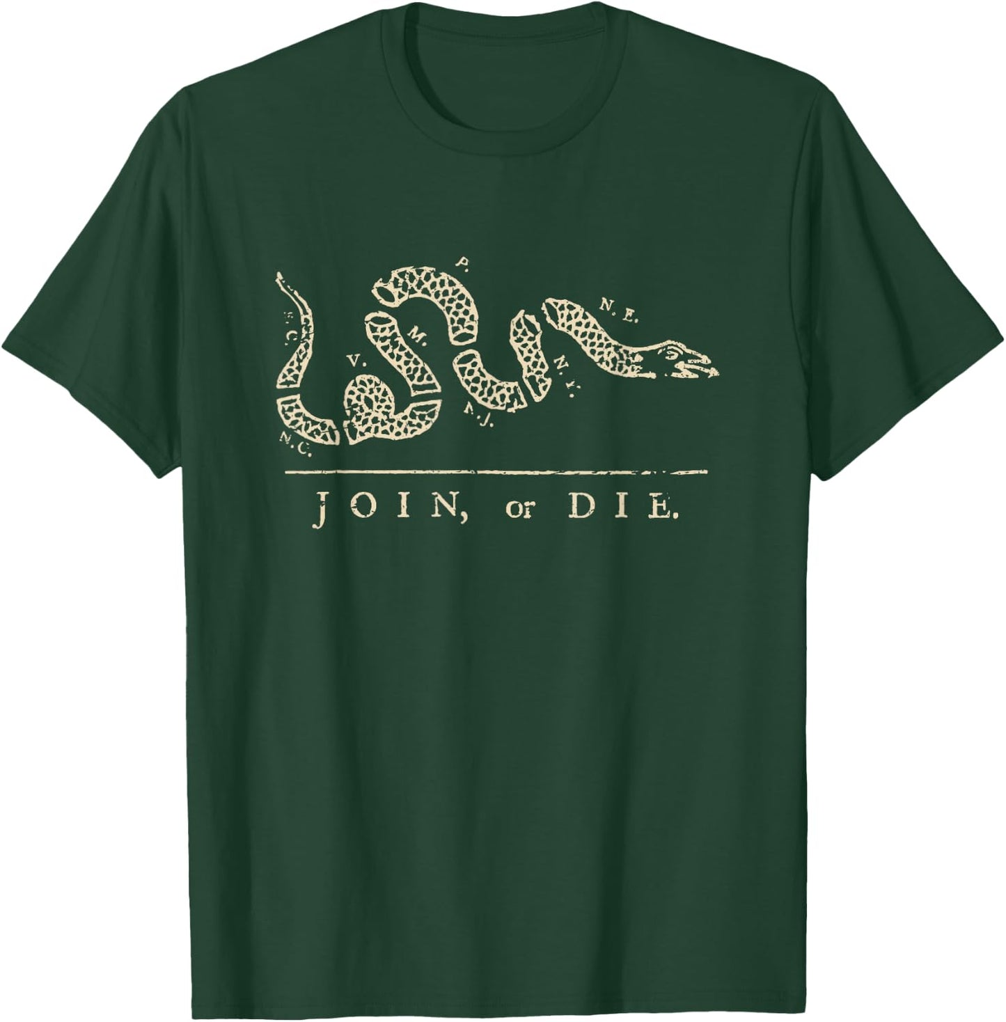 Vintage United States Ben Franklin 1754 Join or Die Snake T-Shirt - T-Shirt | Forest