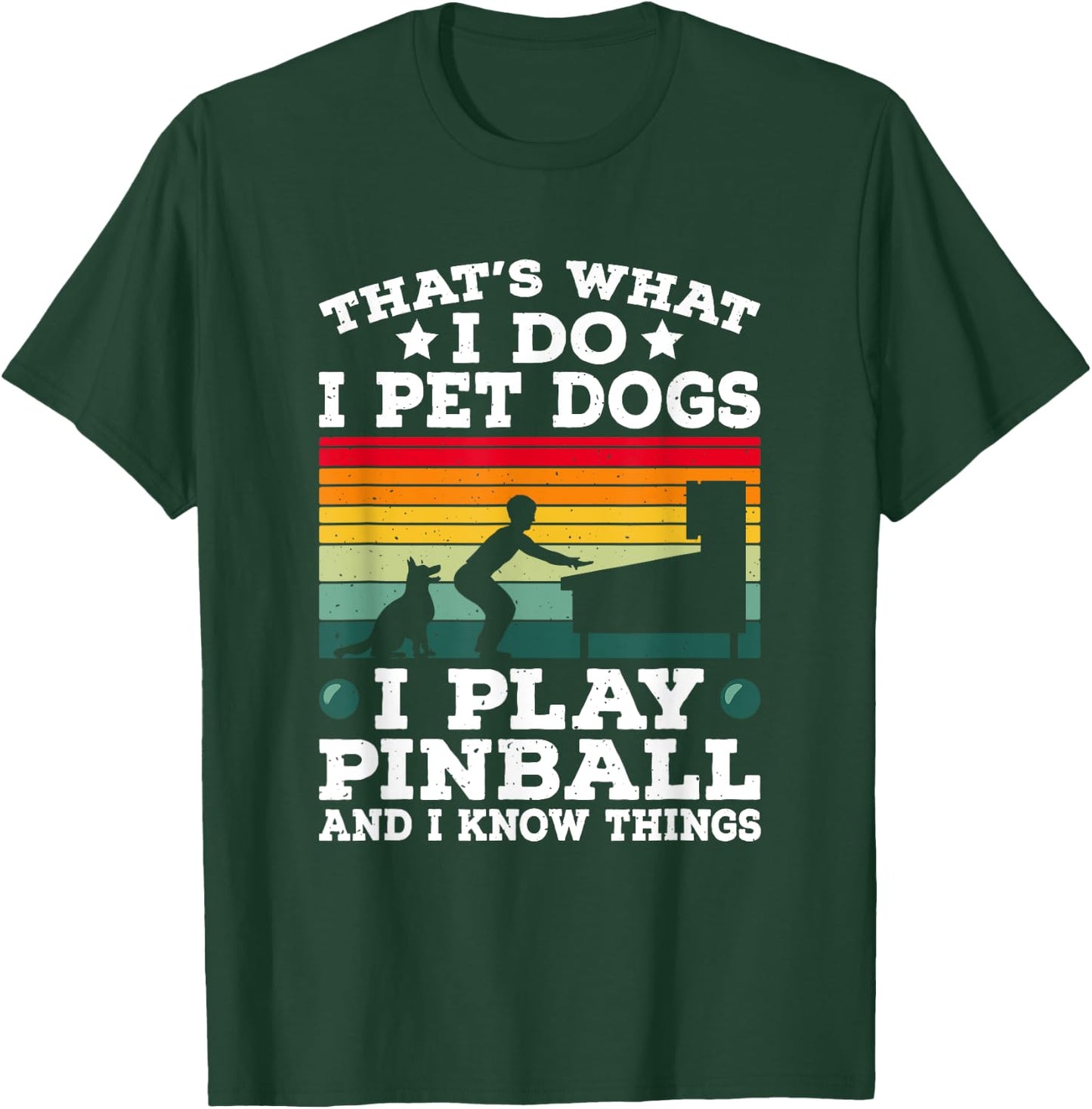 Retro Arcade Game Machine Gamer Pet Dogs Play Pinball T-Shirt - T-Shirt | Forest