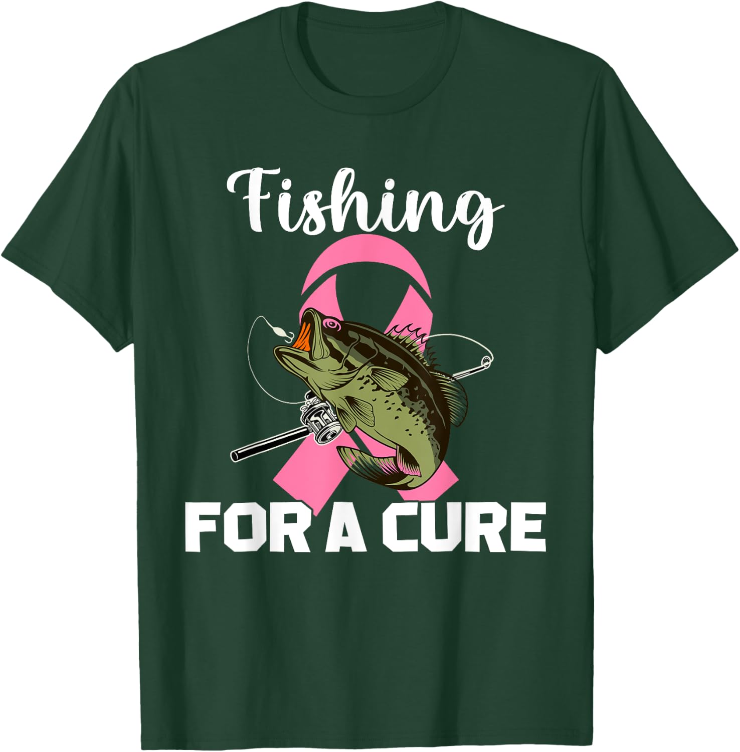 Fishing For A Cure Breast Cancer Awareness Fisher Warrior T-Shirt - T-Shirt | Forest
