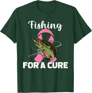 Fishing For A Cure Breast Cancer Awareness Fisher Warrior T-Shirt - T-Shirt | Forest