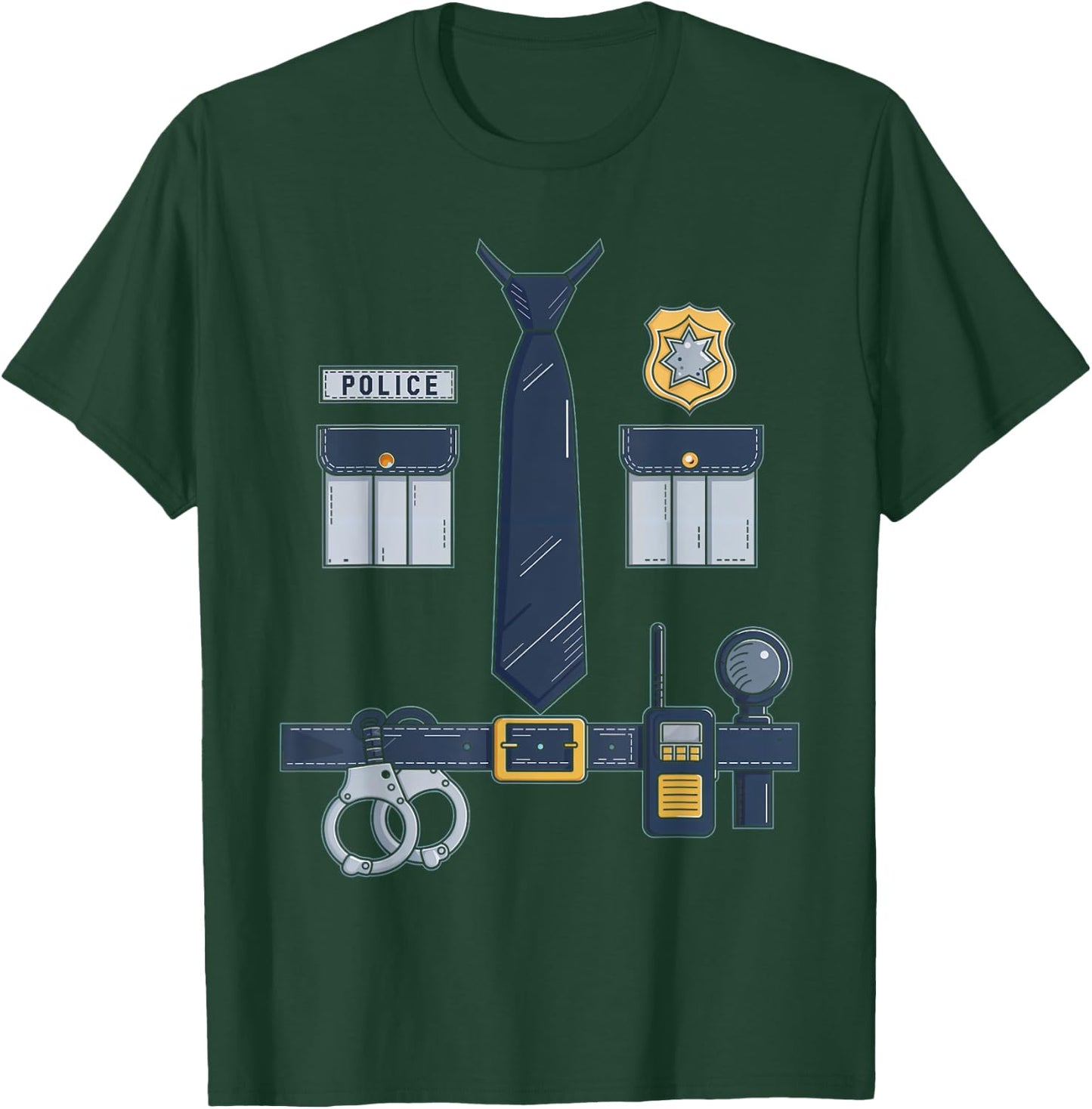 Police Officer Gear Police Badge Handcuffs Sheriff Uniform T-Shirt - T-Shirt | Forest