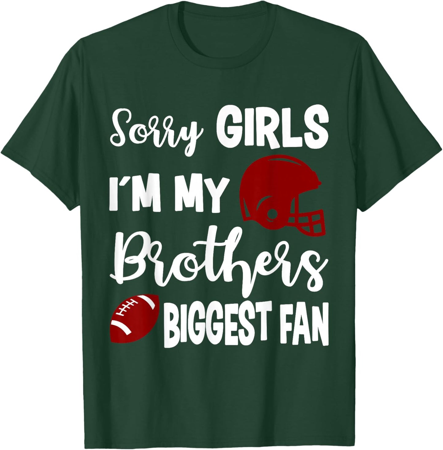 American Football Sister Biggest Fan Little Sister Gift T-Shirt - T-Shirt | Forest