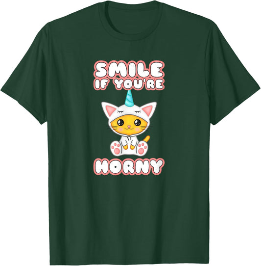 Smile if Horny Little Space DDLG Clothes BSDM Submissive Sex T-Shirt - T-Shirt | Forest