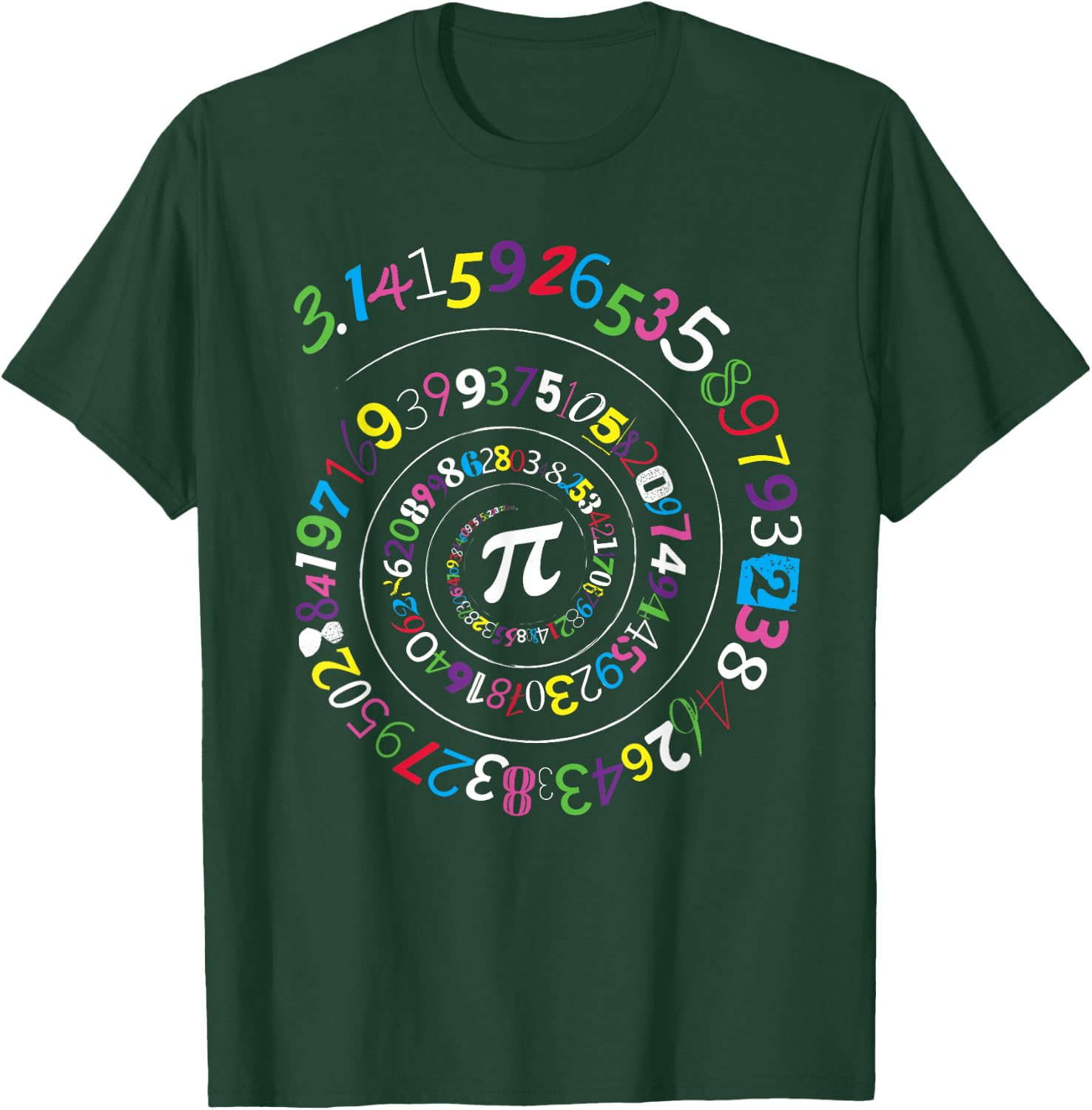 Pi Day Shirt Spiral Pi Color Numbers Teacher Student T-Shirt - T-Shirt | Forest