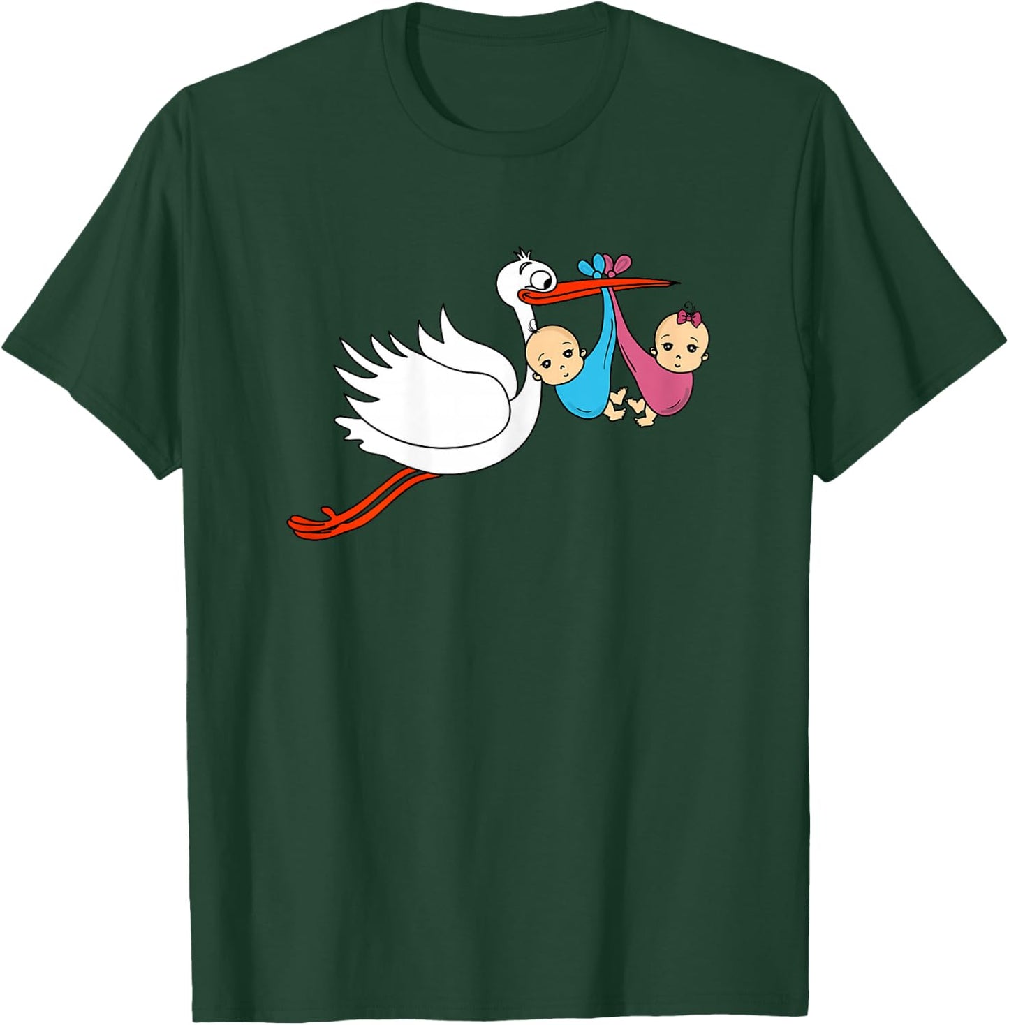 Pregnant Funny Mother Baby Twins Boy Girl T-Shirt - T-Shirt | Forest