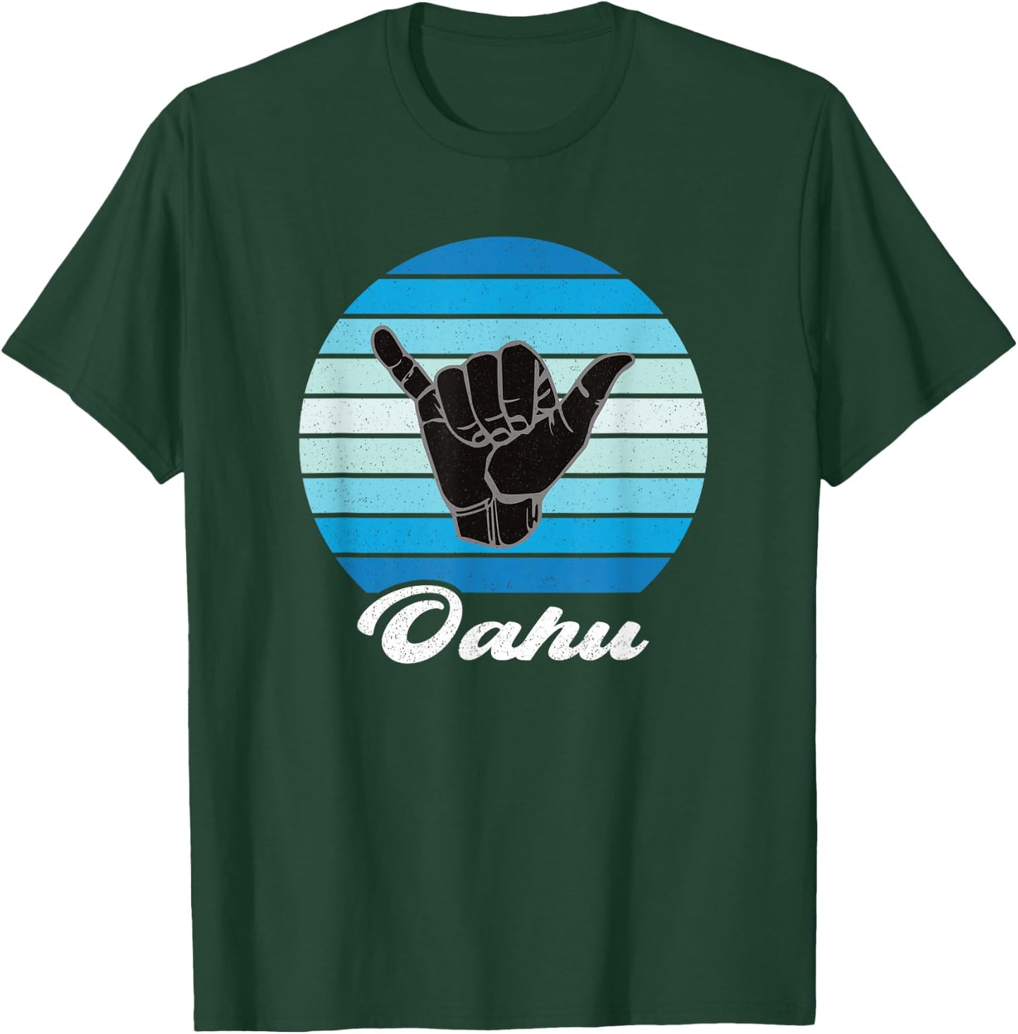 Oahu Hawaii Shaka Aloha Hawaiian Hang Loose Retro Vintage T-Shirt - T-Shirt | Forest