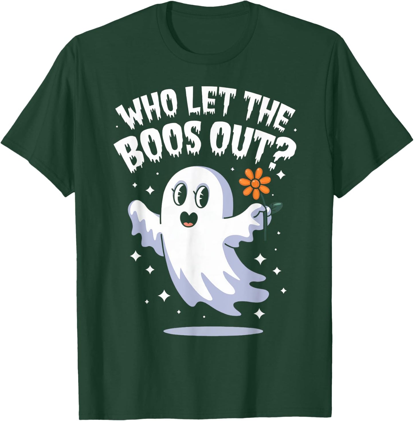 Funny Halloween Spooky Season Cute Pun Who Let The Boos Out T-Shirt - T-Shirt | Forest