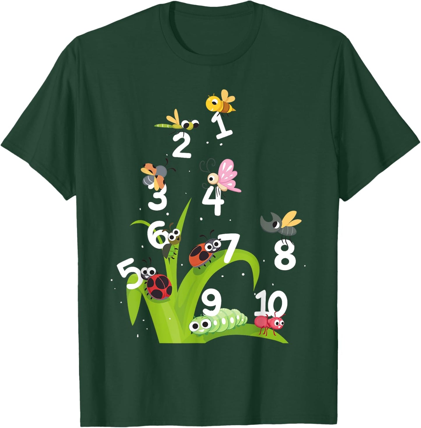 Nursery School Pre K Numbers and Insects Teachers Kids T-Shirt - T-Shirt | Forest