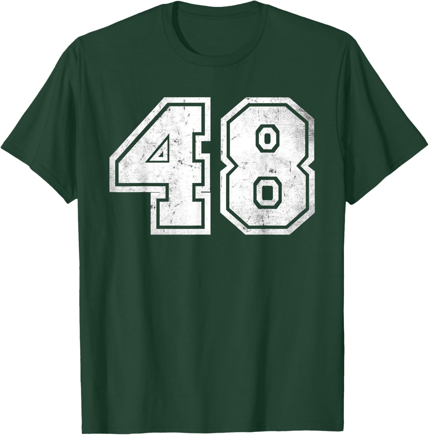 Distressed Number #48 Sport White Number T-Shirt - T-Shirt | Forest