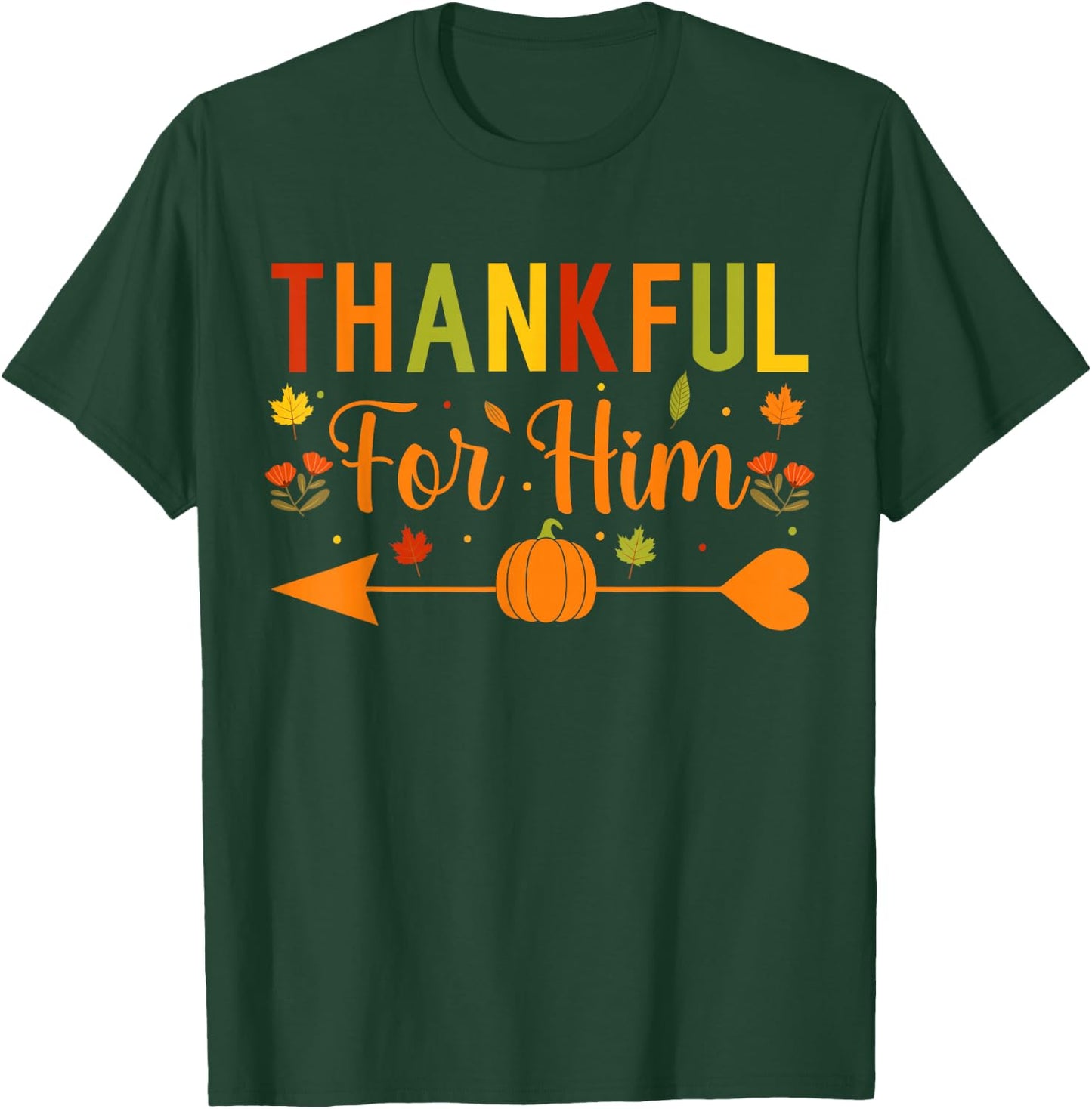 Thankful Couples Fall Matching Couple Thanksgiving T-Shirt - T-Shirt | Forest