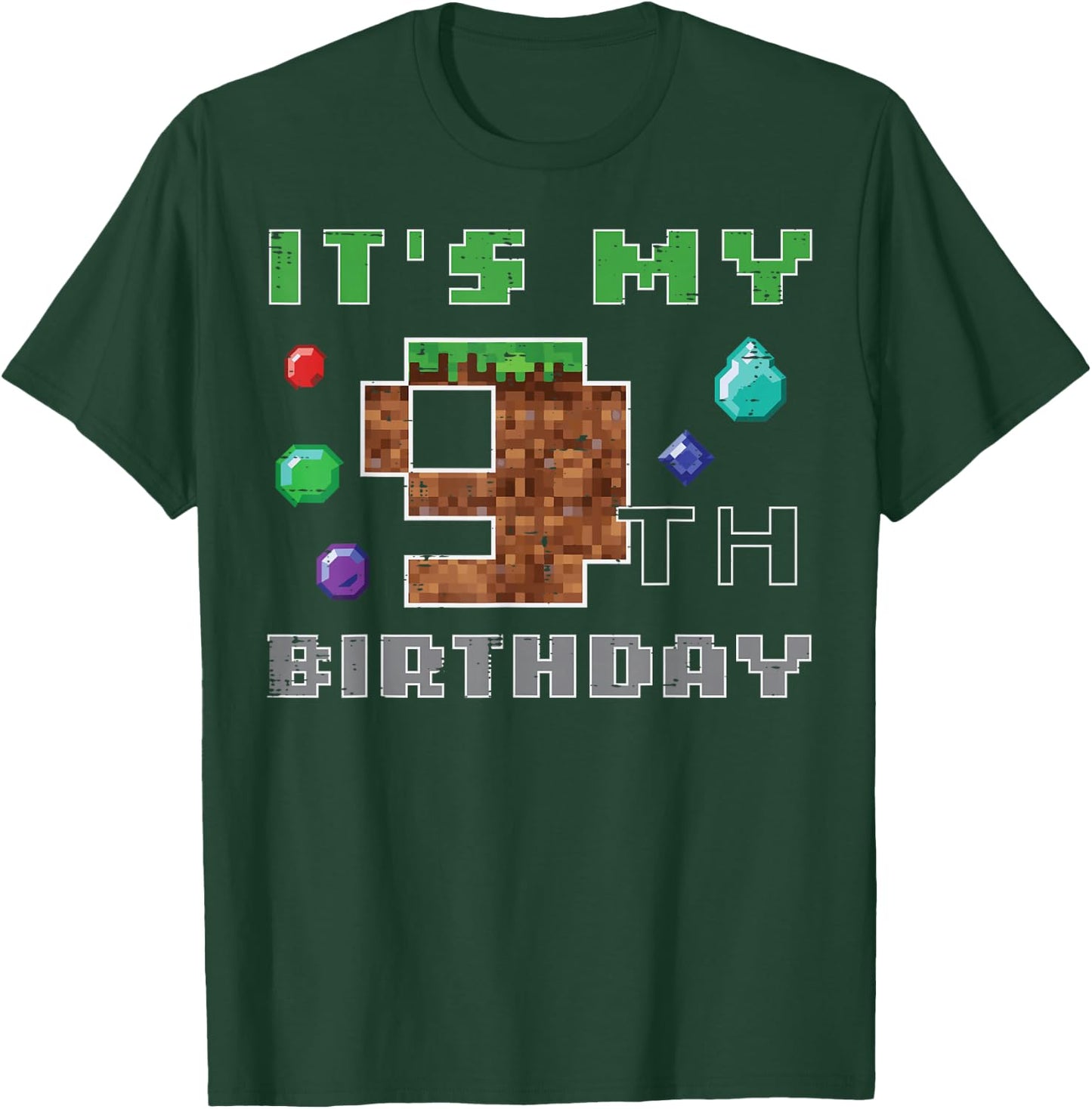 My 9th Birthday Pixel 9 Gamer Video Gaming Boys Kids Youth T-Shirt - T-Shirt | Forest