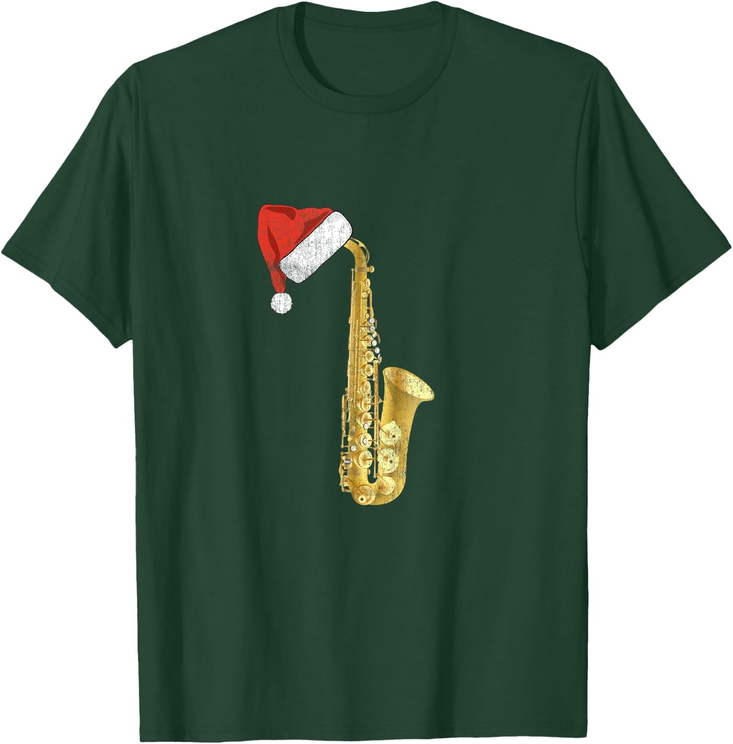 Christmas Saxophone Santa Hat Sax Player Holiday Music T-Shirt - T-Shirt | Forest