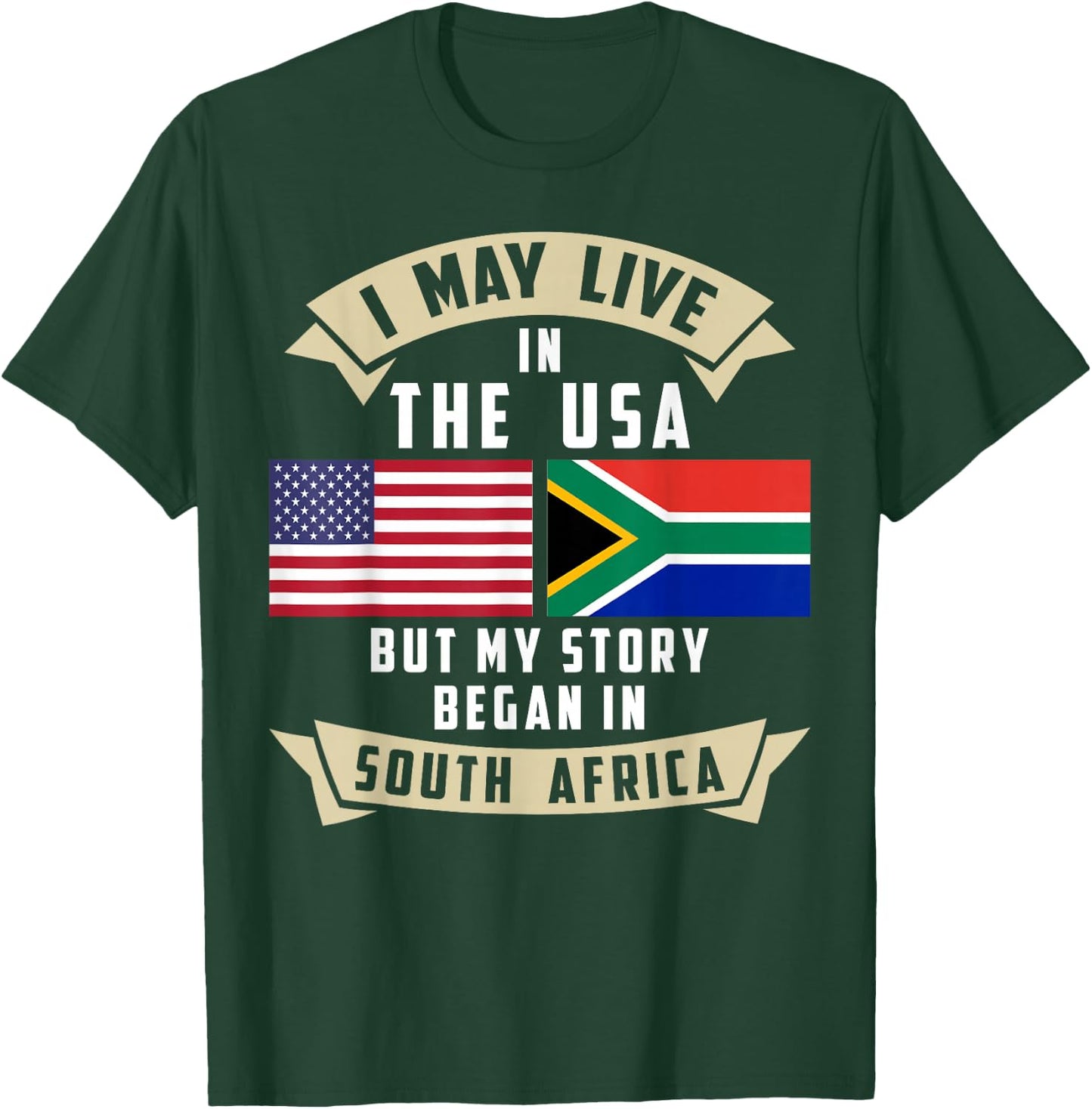 South Africa American Flag USA South African Roots T-Shirt - T-Shirt | Forest