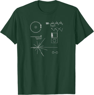 Major Future NASA Space Clothing Voyager Golden Record NASA Black Adult Classic Fit Short Sleeve T-Shirt - T-Shirt | Forest