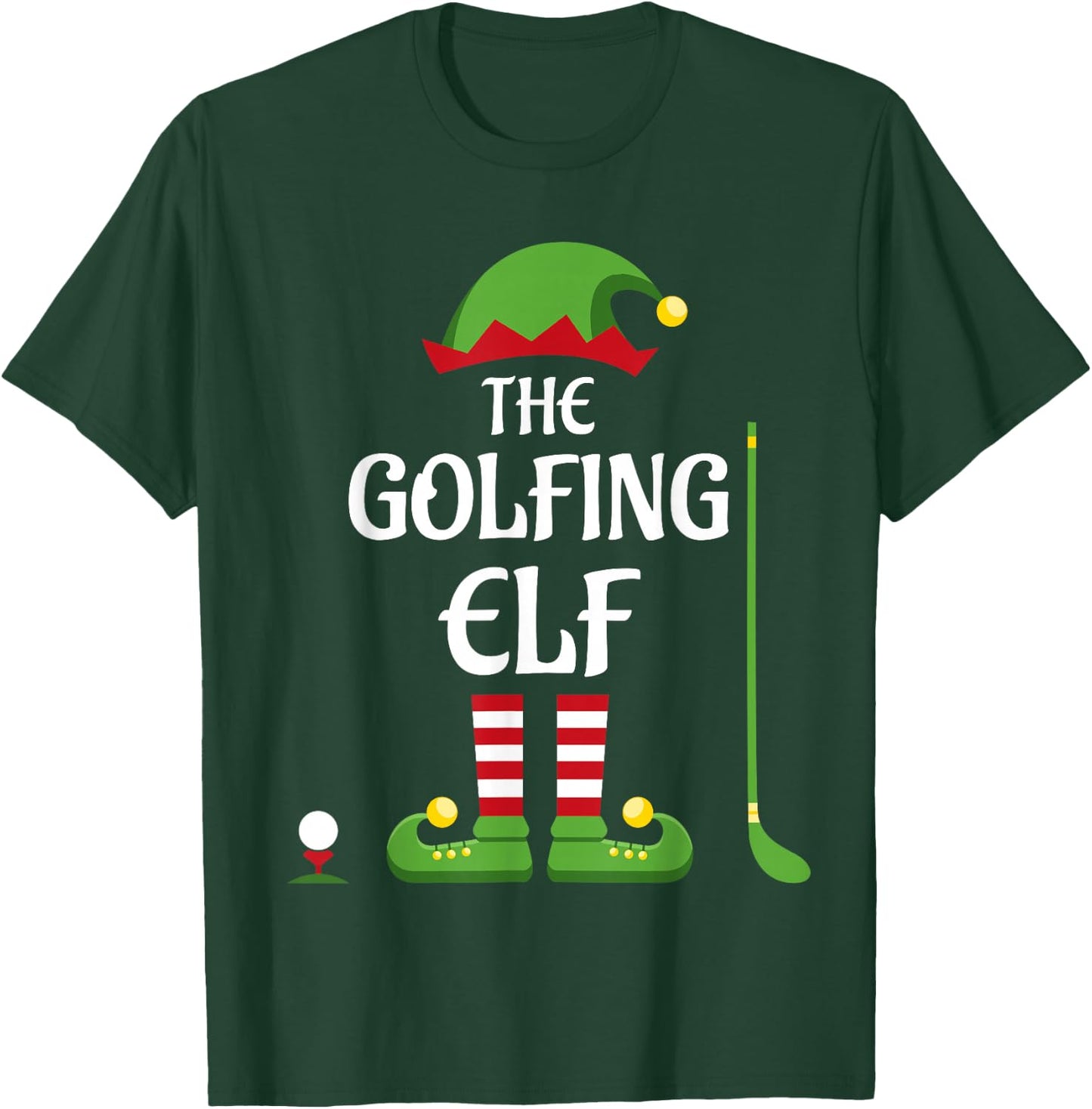 Golfing Elf Family Matching Group Christmas T-Shirt - T-Shirt | Forest