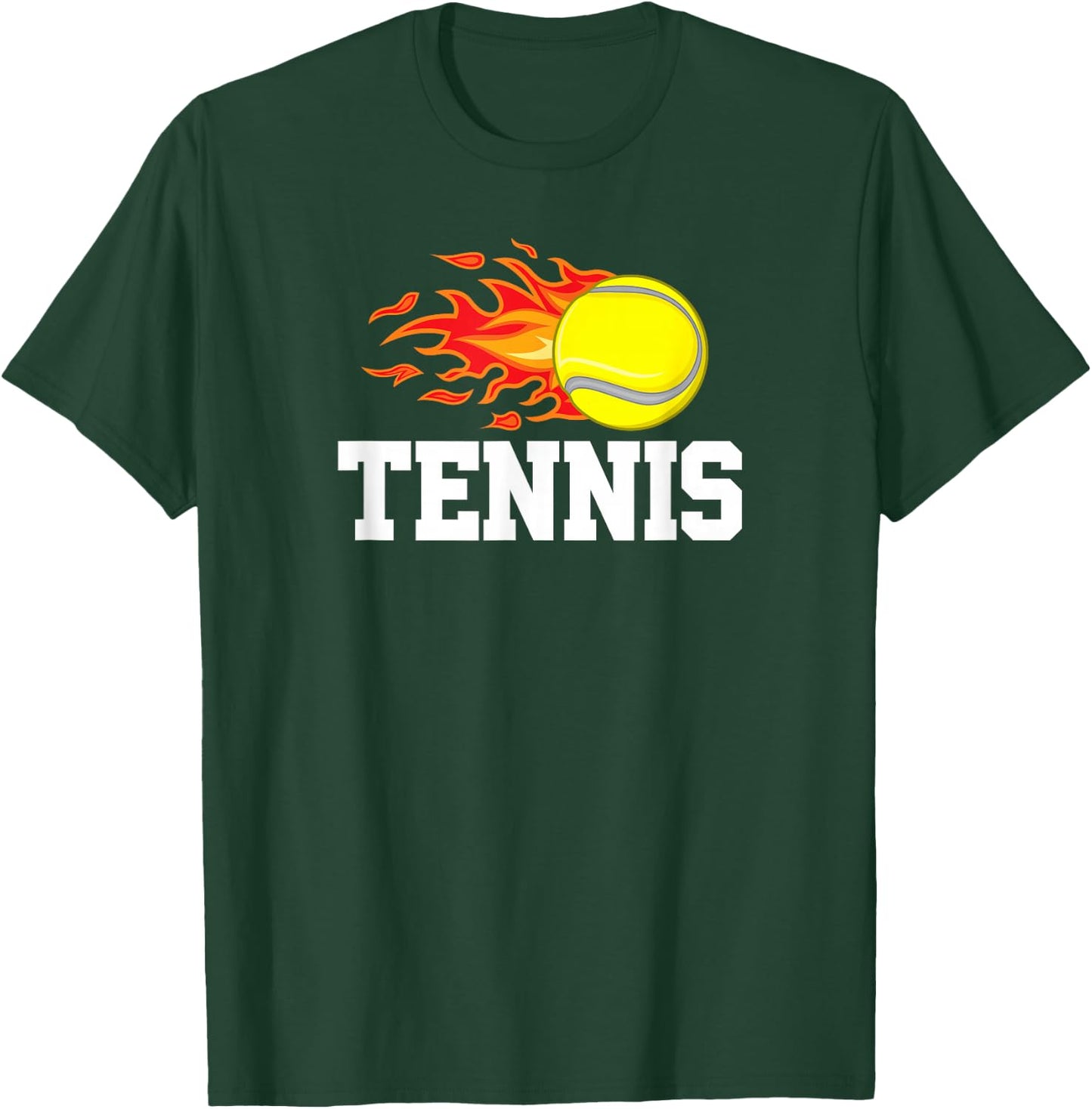 Tennis Ball Flame Tennis Player Design Graphic T-Shirt - T-Shirt | Forest