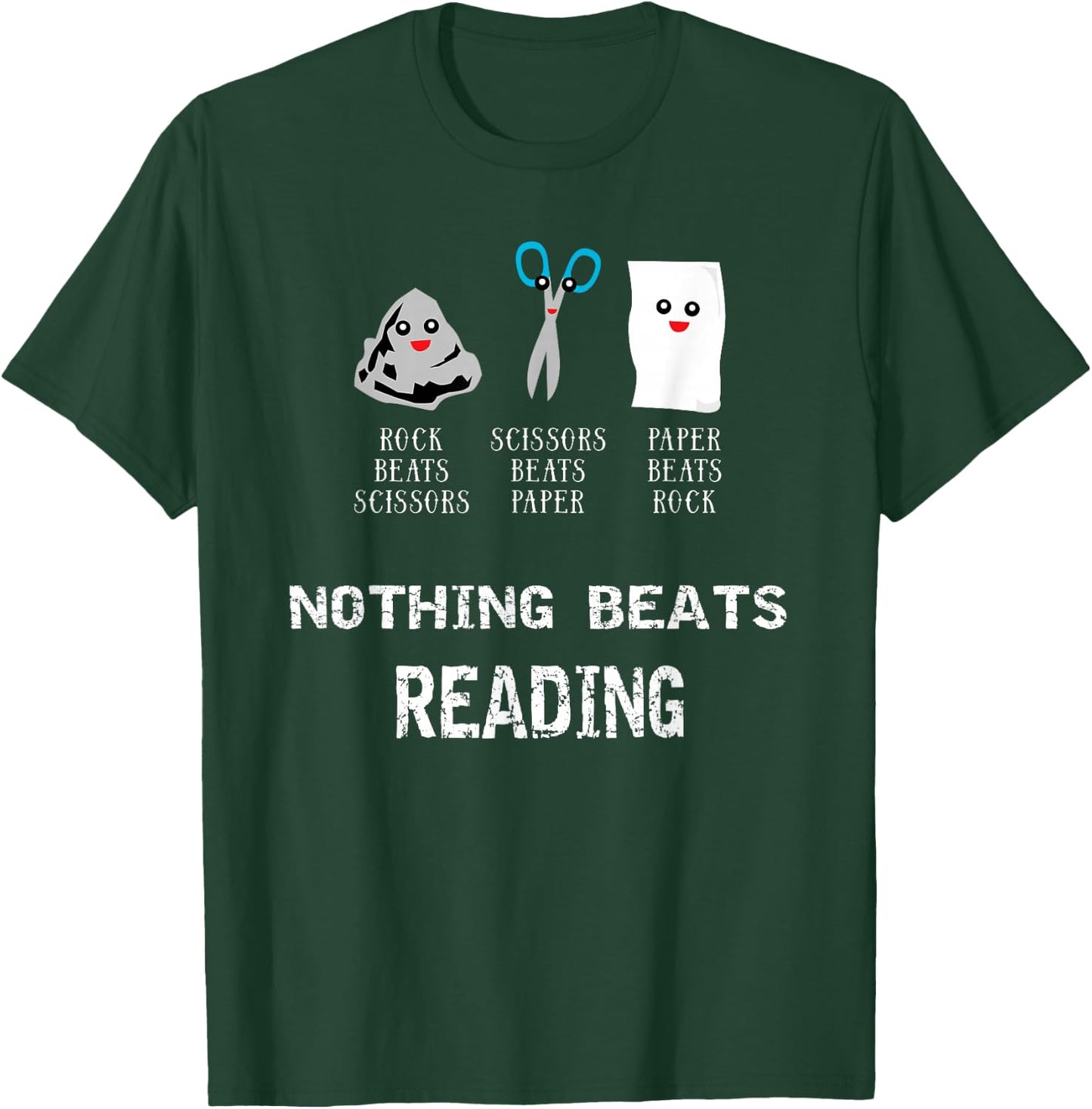 Rock Paper Scissors Reading Cool Hobby Book Lovers Gifts T-Shirt - T-Shirt | Forest