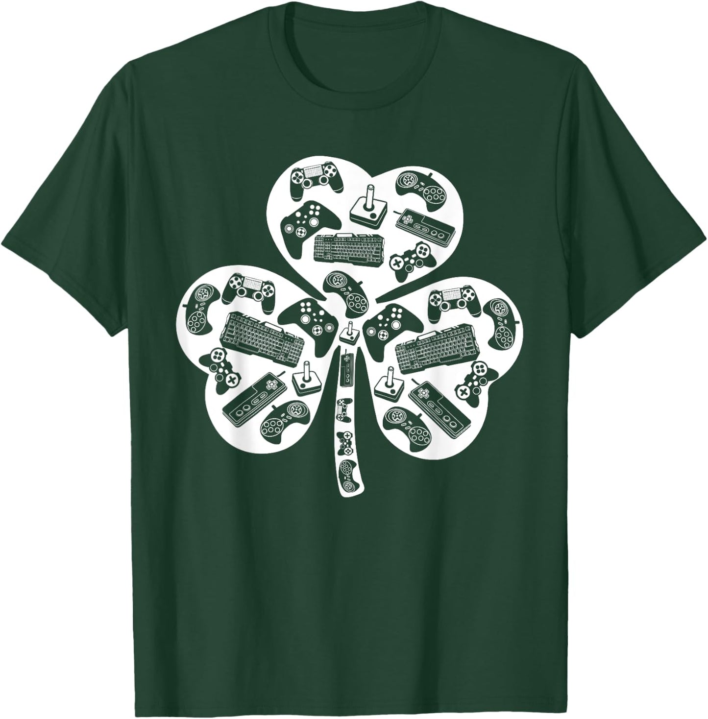 Boys Gamer Gift Game Shamrock St Patricks Day Irish Men Kids T-Shirt - T-Shirt | Forest