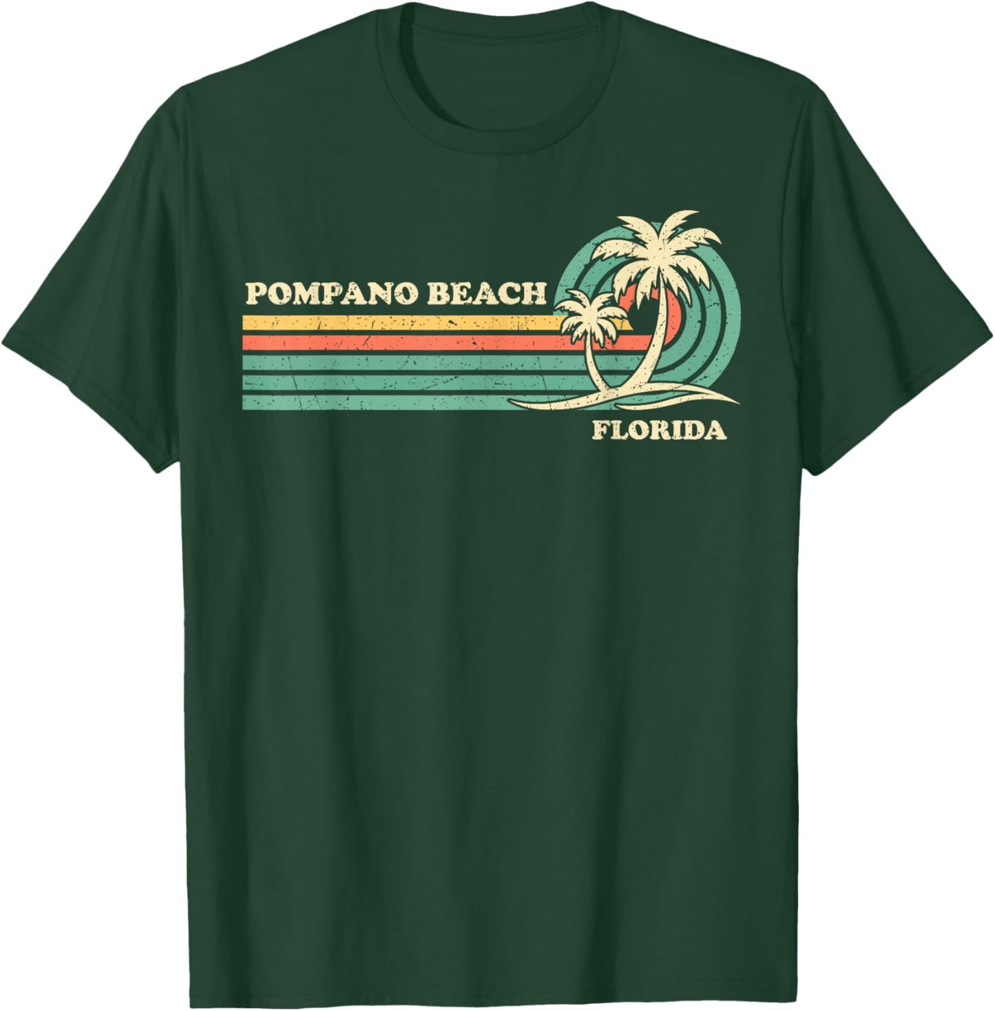 Vintage Retro Summer Vacation Florida Pompano Beach Men Women Kids T-Shirt - T-Shirt | Forest