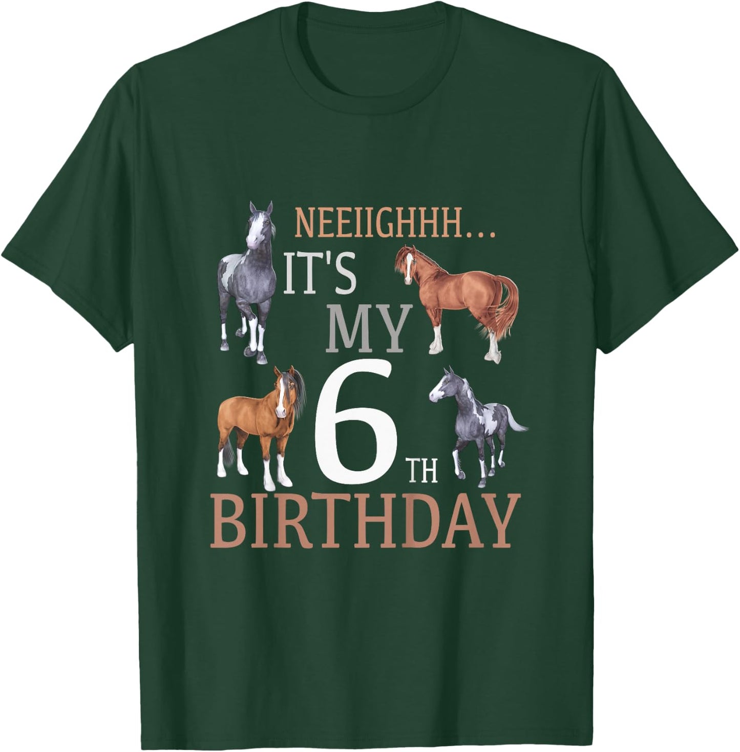 Its My 6th Birthday Shirt Horse Lover 6 Year Old Birthday T-Shirt - T-Shirt | Forest