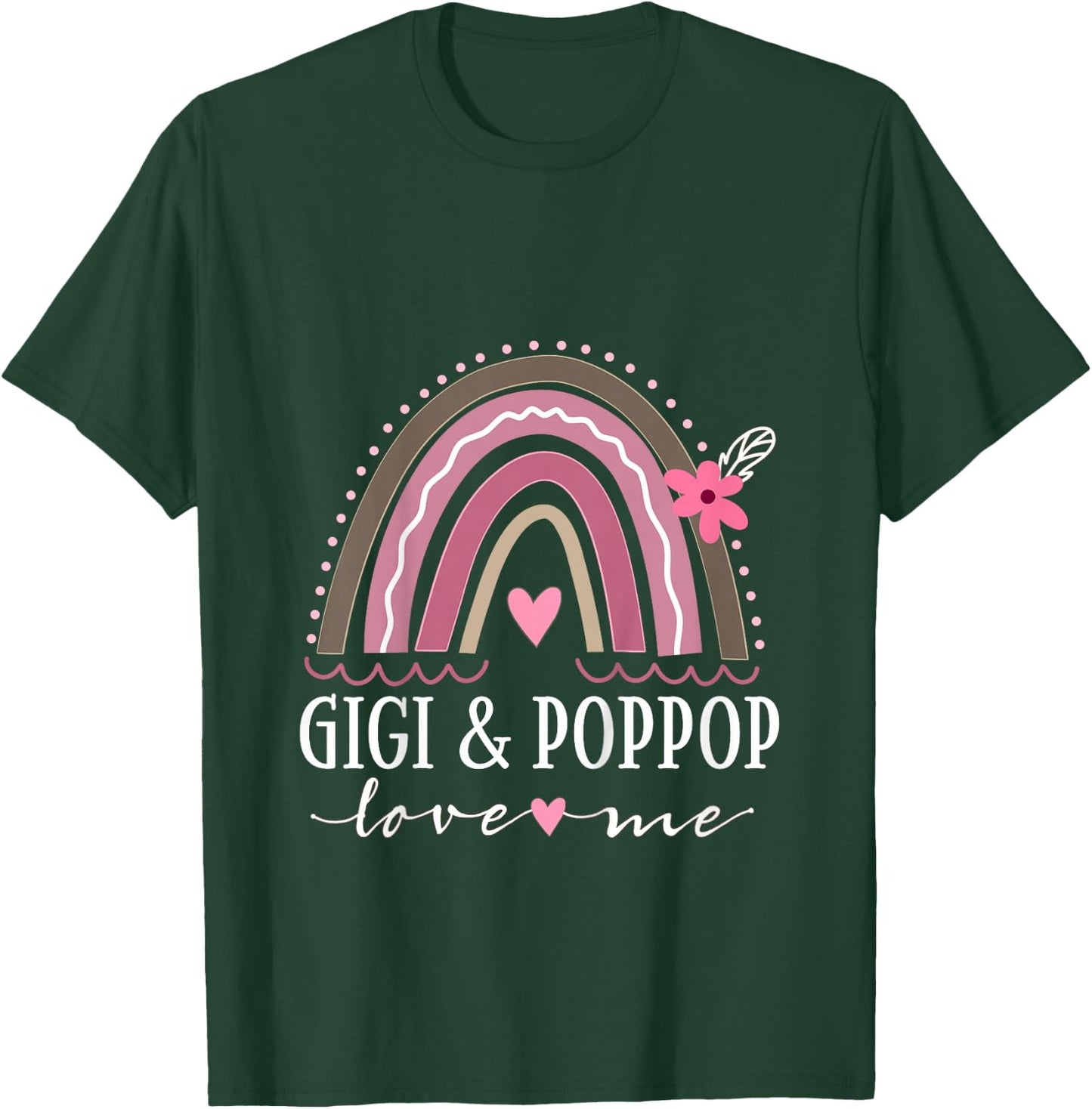 Kids Gigi and PopPop Love Me Girls Granddaughter Boho Rainbow T-Shirt - T-Shirt | Forest
