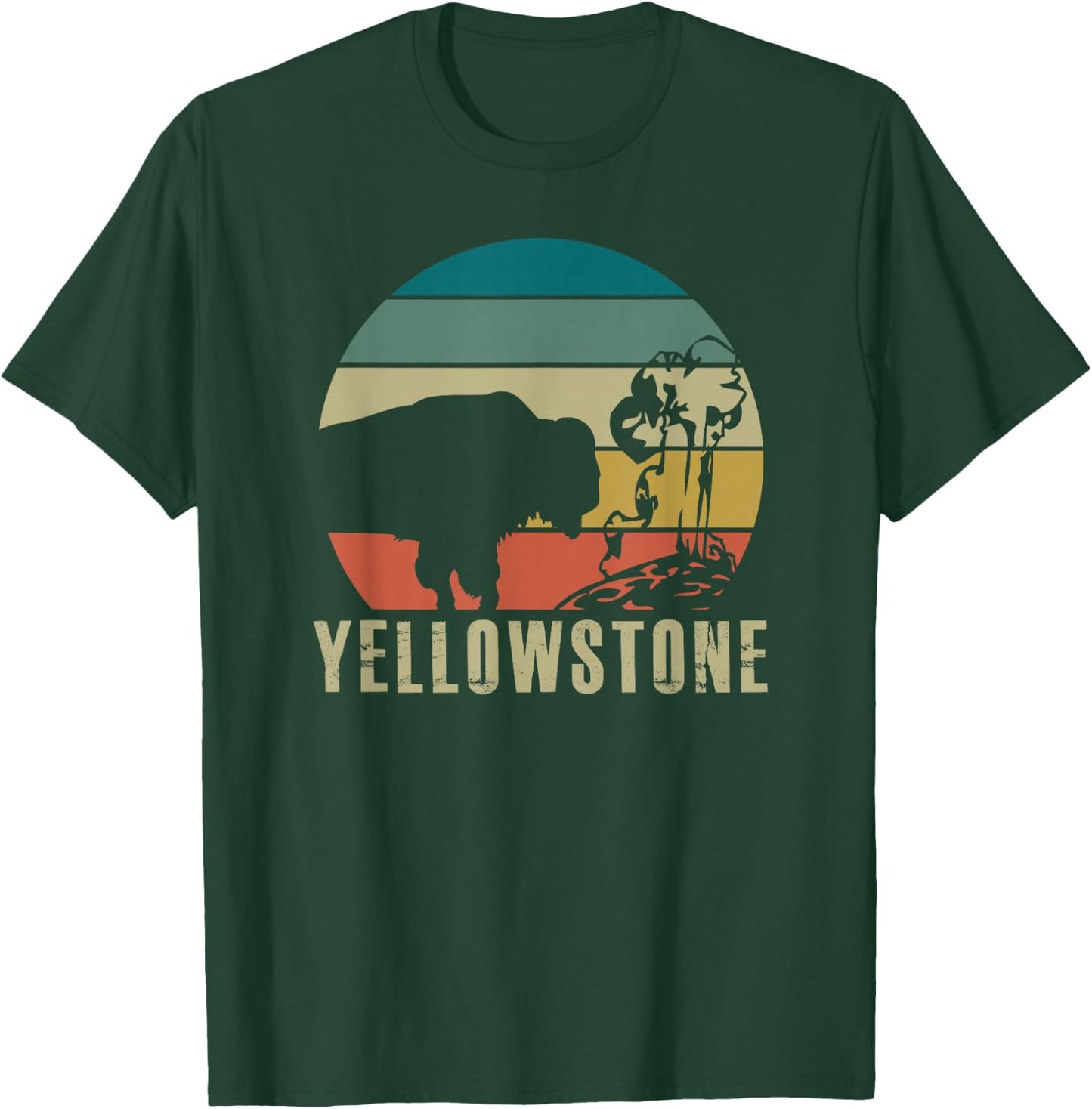 Yellowstone National Park Vintage Buffalo Bison Retro Gift T-Shirt - T-Shirt | Forest