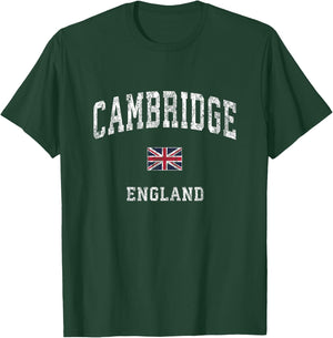 Cambridge England Vintage Athletic Sports Design T-Shirt - T-Shirt | Forest