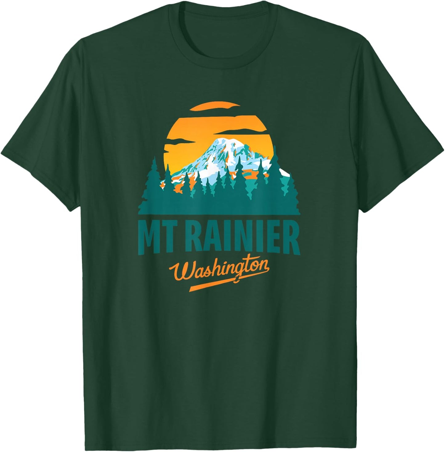 Washington Mt Rainier National Park Retro Vintage Design T-Shirt - T-Shirt | Forest