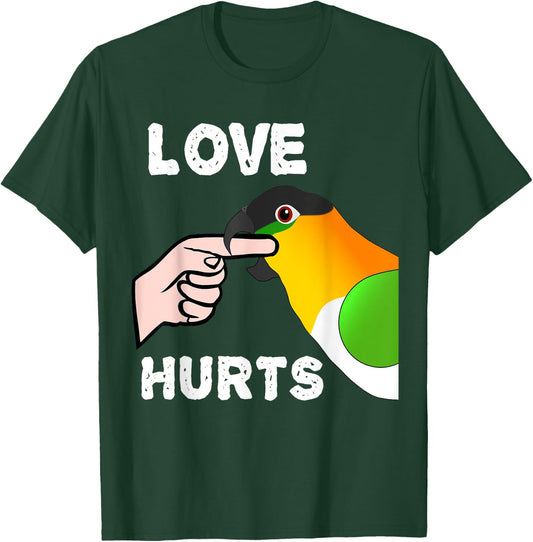 Black Headed Caique Parrot Love Hurts T-Shirt - T-Shirt | Forest
