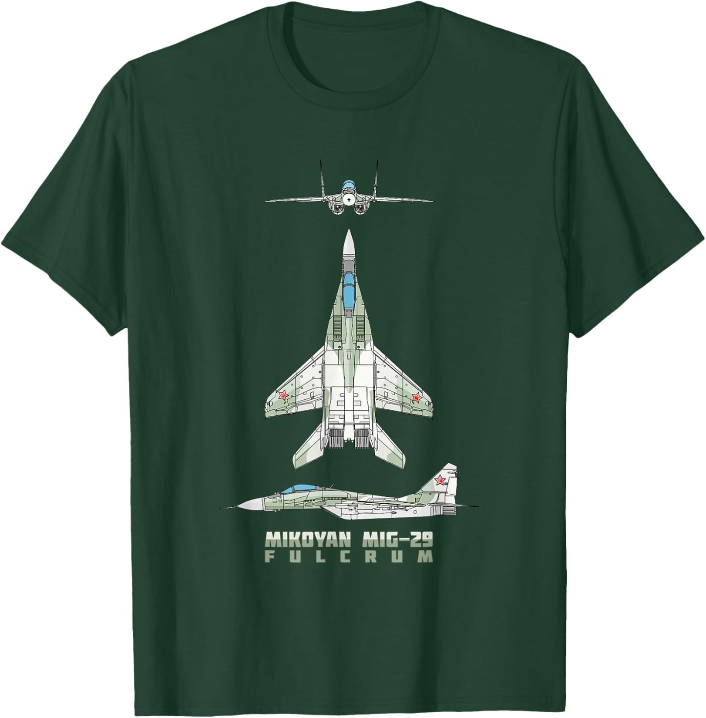 MiG-29 Russian Jet Fighter Plane Diagram T-Shirt - T-Shirt | Forest