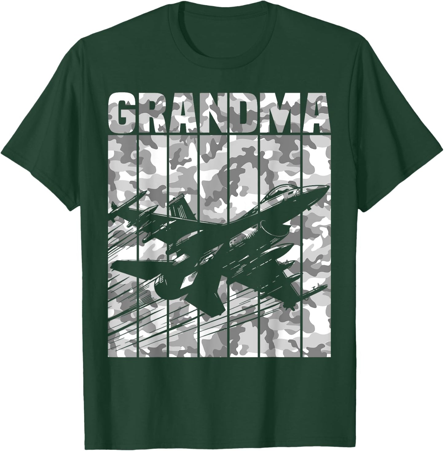 Grandma Matching Family Camo Military Fighter Jet Birthday T-Shirt - T-Shirt | Forest