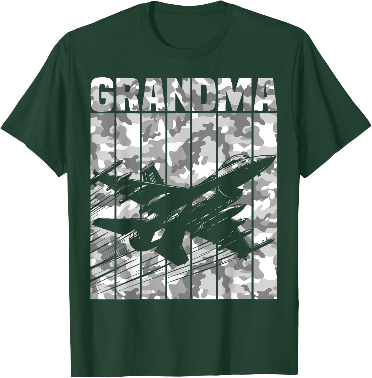 Grandma Matching Family Camo Military Fighter Jet Birthday T-Shirt - T-Shirt | Forest