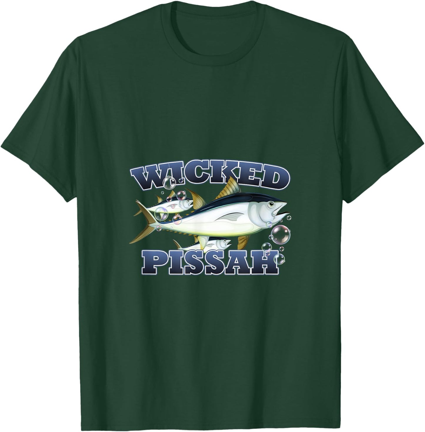 Wicked Pissah Bluefin Tuna Fish Illustration Fishing T-Shirt - T-Shirt | Forest
