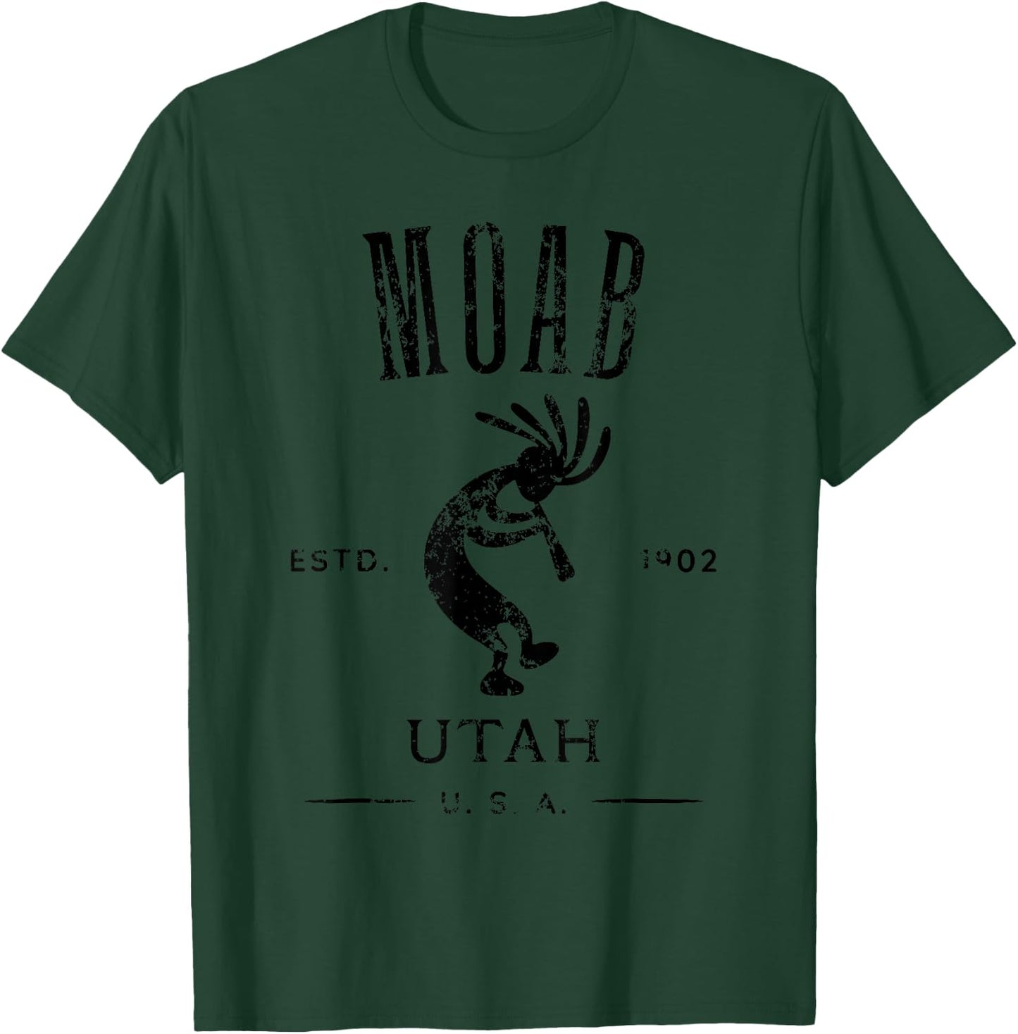 Moab Utah Kokopelli Souvenir Distressed Design T-Shirt - T-Shirt | Forest