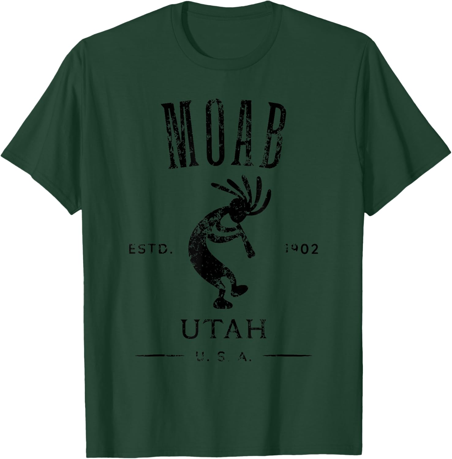 Moab Utah Kokopelli Souvenir Distressed Design T-Shirt - T-Shirt | Forest
